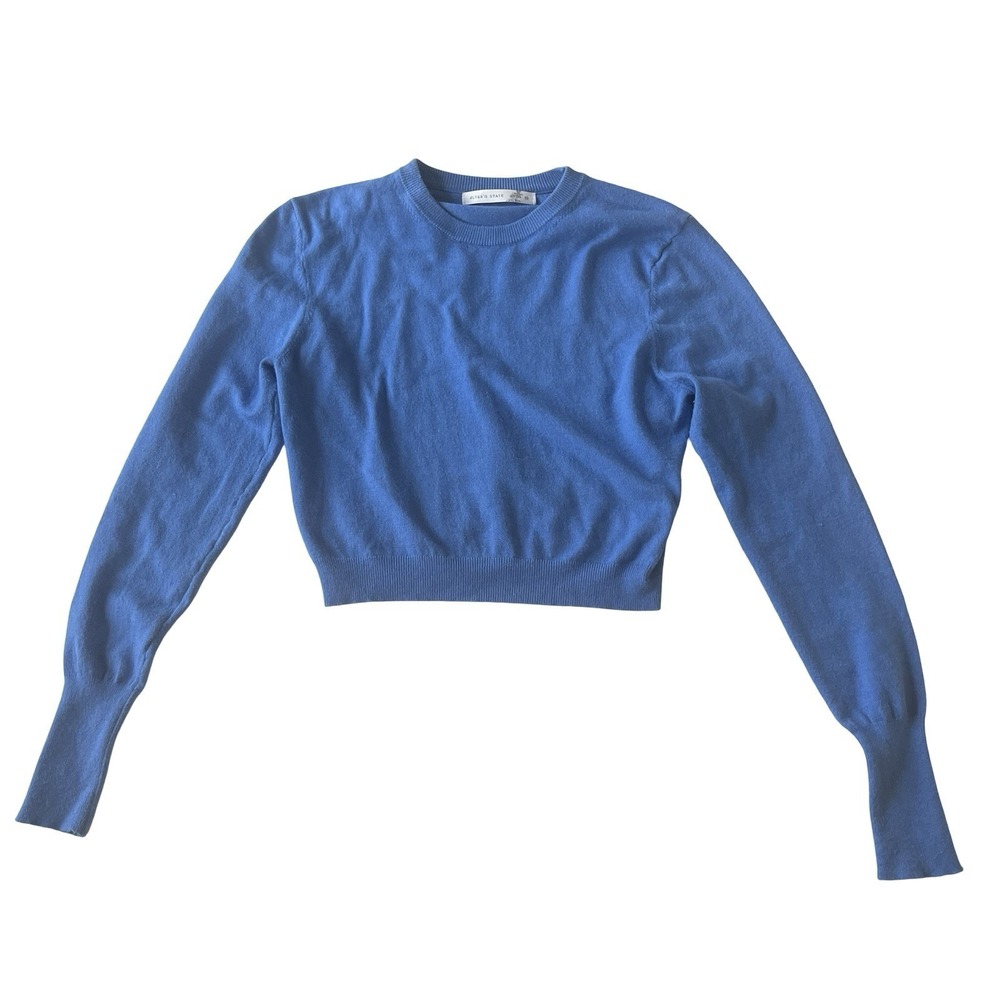 Altar'd State Size M Cornflower Blue Sweater‎ Long Sleeve Crop Crewneck Stretch